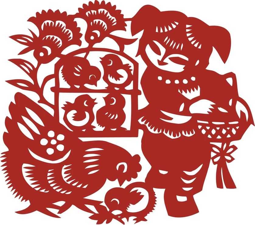 中国风中式传统喜庆民俗人物动物窗花剪纸插画边框AI矢量PNG素材【2583】